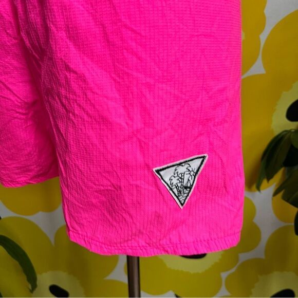 KILLER NWT Vintage Deadstock Neon Pink 80s / 90s Sporty High Waist Beach Shorts - Picture 4 of 9